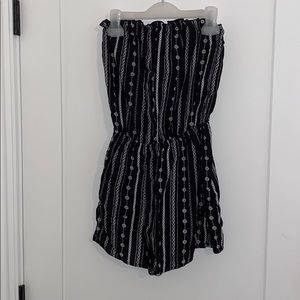 Black strapless romper